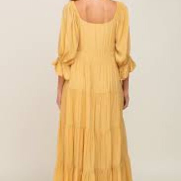 Yellow Bell Sleeve Maxi Dress NWT S Maternity friendly - Picture 8 of 12